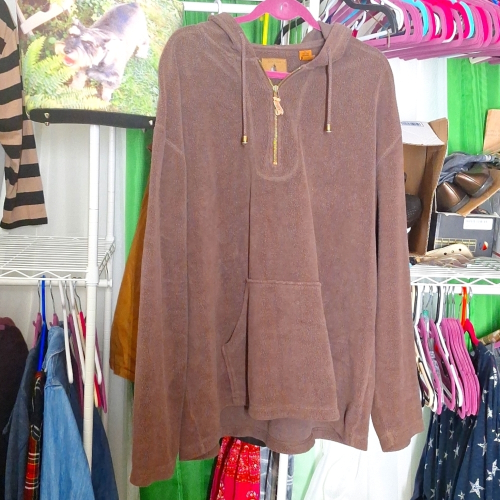ST JOHNS BAY BROWN HOODIE SIZE XL HEAVY WEIGHT